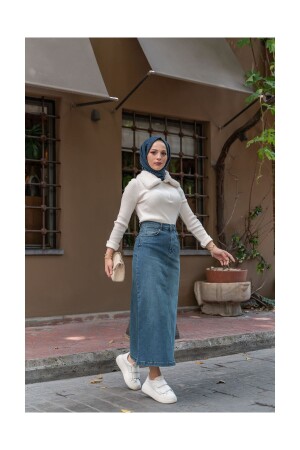 Naturstoff-Jeansrock mit Sternennieten – Blau ET00006 - VELLICHOR