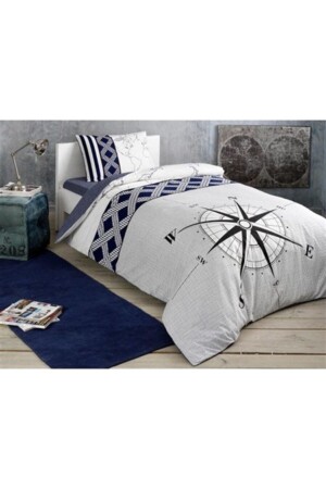 Navi Navy Blue Single Duvet Cover Set Fitted Bed Sheet 60203491 - Taç