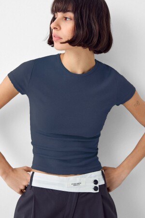 Navy Blue Crew Neck Basic Ultra Soft 100% Cotton Short Sleeve Body - Vodens