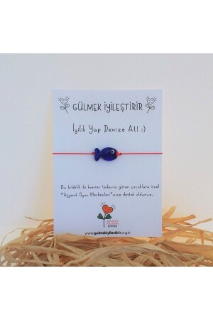 Navy Blue Glass Fish Red String Bracelet - Gülmek İyileştirir
