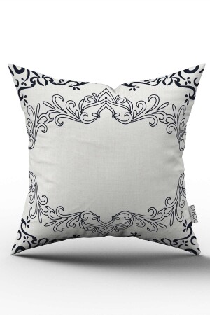 Navy Blue Gray Ramadan Themed Decorative Patterned Digital Printed Throw Pillow Cover CGH1305 - Cango Home