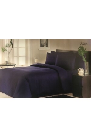 Navy Blue Line Double Cotton Satin Duvet Cover Set 8697353520242 - Özdilek
