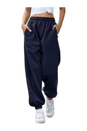 Navy Blue Loose Women's Sweatpants - Mandlyz