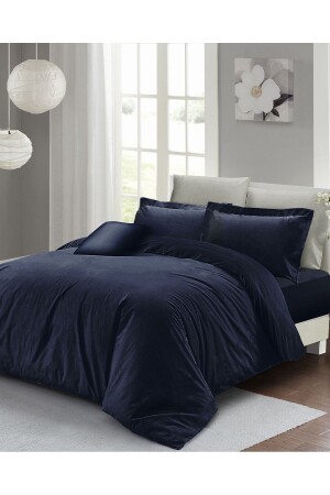 Navy Blue Lux Cotton Ranforce Double Duvet Cover Set monohomeluxcknt - Monohome