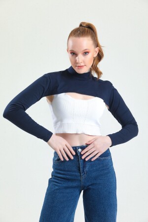Navy Blue Neck Collar Cuff Combed Cotton - Mirach