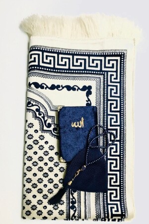 Navy Blue Prayer Rug Set 60 x 90 - Kardelen