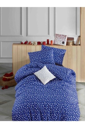 Navy Blue Single Cotton Duvet Cover Set 160x220 yldz161 - üntaş