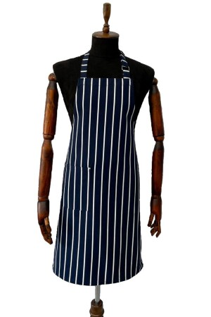 ,Navy Blue White Striped Unisex Gabardine,adjustable,strap Waiter,chef,barista,apron BK1128 - TePe Üniforma