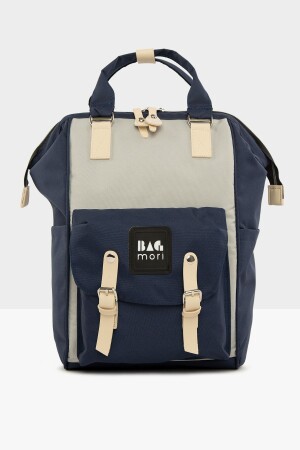 Navy Blue Women's Pocketed Mother Baby Bag with Logo M000003884 - Bagmori