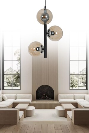 Necklace 3-Piece Black Modern Chandelier SEF161 - ŞL Şef Light