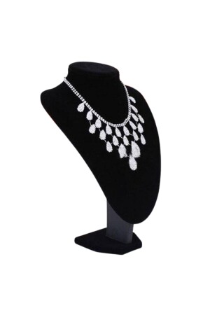 Necklace & Necklace Display Mannequin Black Suede 29 Cm 2. size - Özer Kutu