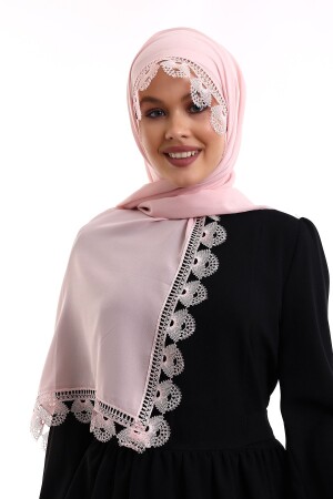 Needle Embroidered Lace Scarf Demor Mevlüt Scarf Powder 489765430253300 - ihvanonline