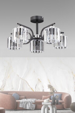 Nehir 5-Piece Modern Crystal Plafonier Chandelier - Esslight