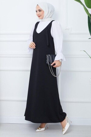 Nehir Knitted Gilet Dress Black HM2389 - Hafsamina