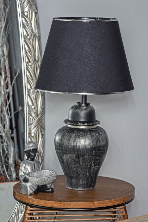 Neilus Handmade Seramik Abajur Siyah Gümüş Srmk-53 TM167 - hmydesign