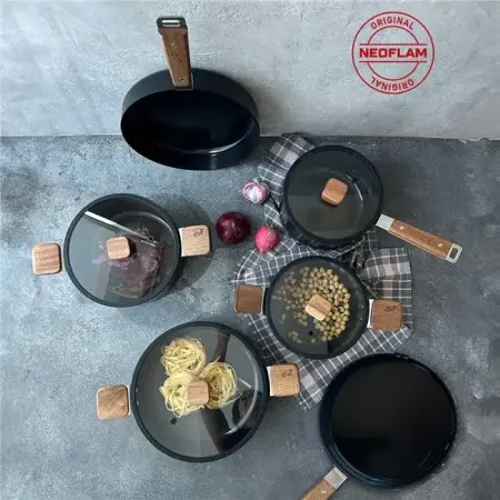 Neoflam Bien Aluminum Cast Cookware Set, Black, 10 Pieces - Neoflam