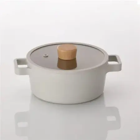 Neoflam Fika Aluminum Cast Pot with Glass Lid, 18cm, Beige - Neoflam