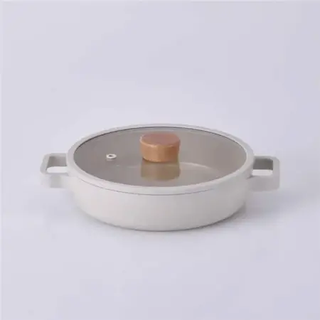 Neoflam Fika Cam Kapaklı Alüminyum Sahan 22 Cm Bej - Neoflam