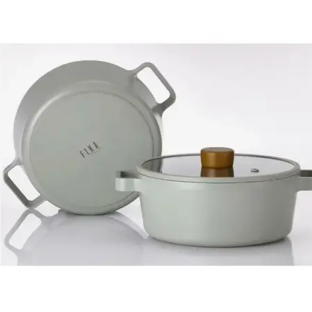Neoflam Fika Grey 22 cm Cast Iron Shallow Pot - Neoflam