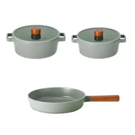 Neoflam Fika Grey 5-Piece Cast Iron Pot and Pan Set - Neoflam