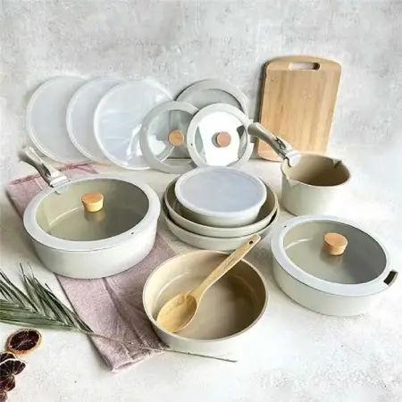 Neoflam Midas Set Beige Induction 18 Pieces - Neoflam