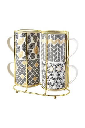Nero 5-teiliges Porzellanbecher-Set mit Ständer 153. 03. 07. 7747 - Karaca