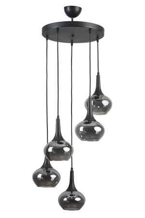 Nero Modern Design Cafe-Kitchen-Living Room-Bedroom Black Color Smoked Glass 5-Piece Chandelier NRO5 - Modavize