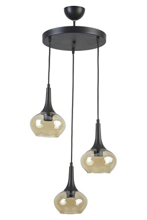 Nero Modern Design Cafe Kitchen Living Room Black Color Honey Glass 3-Piece Chandelier NRO1 - Modavize