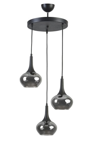 Nero Modern Design Cafe Kitchen Living Room Black Color Smoked Glass 3-Piece Chandelier NRO1 - Modavize