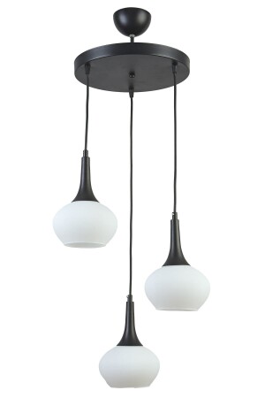 Nero Modern Design Cafe Kitchen Living Room Black Color White Glass 3-Piece Chandelier NRO1 - Modavize