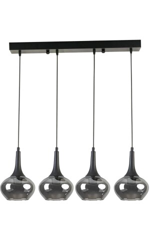 Nero Modern Design Living Room - Kitchen - Bedroom Black Color Row 4-Piece Chandelier with Smoked Glass NRO32 - Modavize
