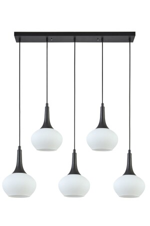 Nero Modern Tasarım Cafe Mutfak Salon Beyaz Camlı Sıralı 5 Li Avize NRO95 - Modavize