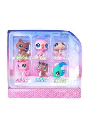 Neşeli Minişler 6'lı Miniş Ailesi Oyuncak Pet Star Little Minişler Pembe Kuşlu Model Set 1773 - Littlest Pet Shop