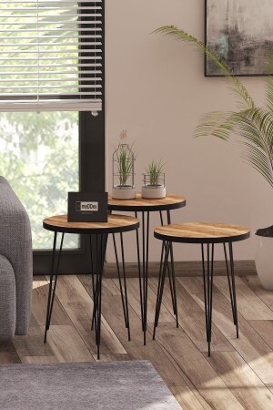Nesting Coffee Table 3 Piece Walnut Black zigoncevsiyah - meDDex