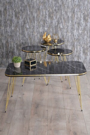 Nesting Coffee Table and Coffee Table Kr Set Double Gold Bendir Wire FMA2027 - GOLDFALEZ