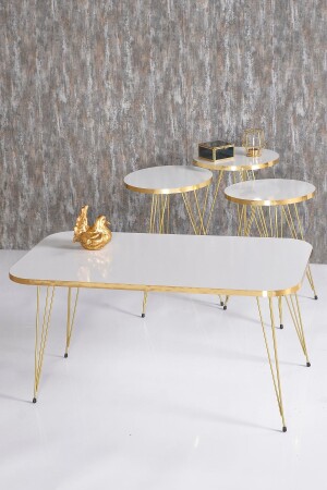 Nesting Coffee Table and Coffee Table Kr Set Gold White Wire FMA2008 - GOLDFALEZ