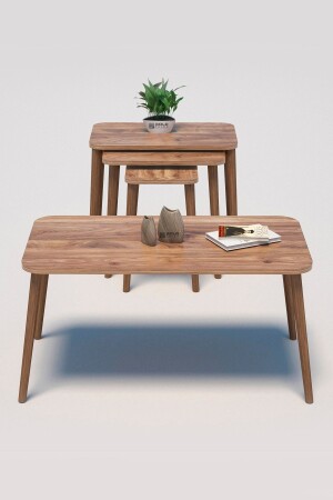 Nesting Table Kr and Coffee Table Kr Lathe Set Walnut FMA-KMNOSZS - GOLDFALEZ