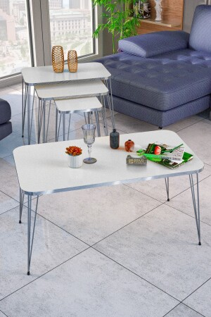 Nesting Table Kr and Coffee Table Kr Set Silver White Wire TYC00262810518 - GOLDFALEZ