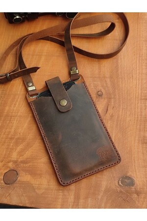 Nestor Genuine Leather Handmade Unisex Phone Bag Brown unisex-phone-bag - MY Leather