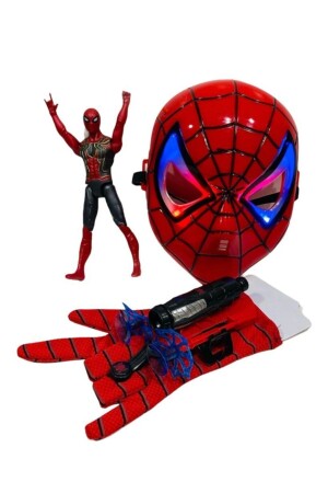 Net Throwing Gloves + Lighted Mask + 18 Cm Lighted Figure Set of 3 Toys - Spiderman