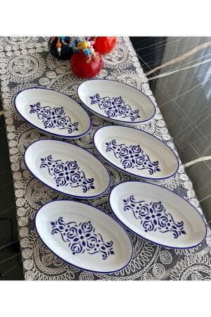 Nettle Model Set of 6 Oval Small Breakfast Plates - Areyma