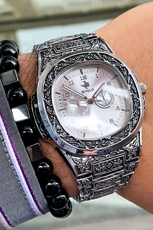 Neue Saison Silber Farbe Spezielle Gravur Metall Armband Herren Armbanduhr Armband Geschenk FAVORİPOLO010 - S.POLO