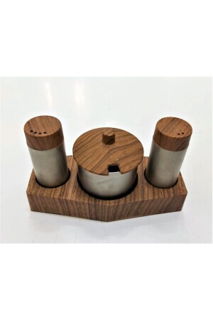 Neues Salzstreuer-Gewürzstreuer-Set, 3-teiliges Set aus Holzfurnier. Neues Lux-Salzstreuer-Gewürzset - Genel Markalar