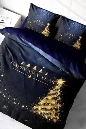 Neujahrs-Bettbezug-Set, 100 % natürliche Baumwolle, Frohe Weihnachten, Doppelbaum, monohome0439YB - Monohome