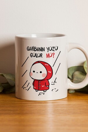 Neujahrsgeschenk „Lächelt der arme Mann?“ Bedruckte Tasse und Tasse „Givebutik-tasarım-1“. - gavebutik