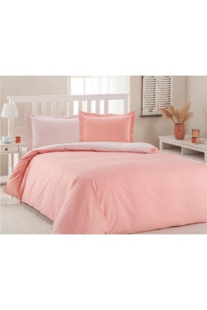 مجموعة غطاء MNZ-Duvet Set Ranforce مزدوجة اللون خليط مسحوق / سمك السلمون 8697353460531 - Özdilek