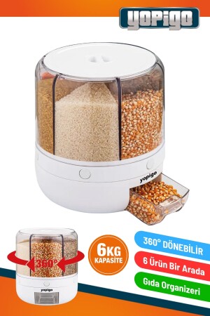 New 360° Rotatable Food Organizer Dry Food Pulses 6-Piece Food Storage Container Air Waterproof 6 Lt NEW-2023-STORAGE-CONTAINER - yopigo