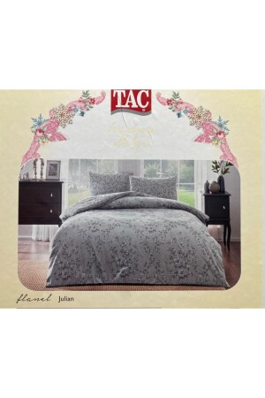 New Flannel (flannel) 100% Cotton Julian Gray Double Duvet Cover Set JULIAN GRAY - Taç