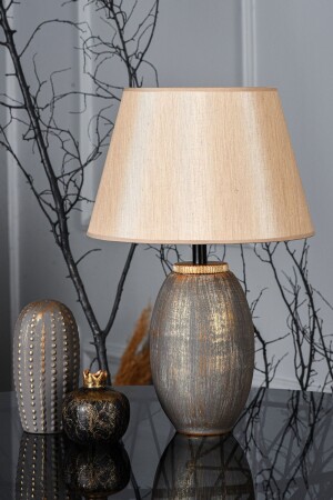 New Fonce Seramik Abajur Kahve Gold Srmk-53 - Hmydesign