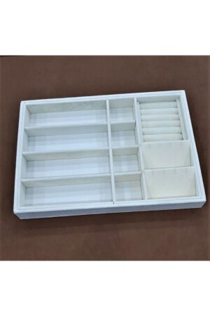 New Local Suede Cream Drawer Jewelry Organizer Box (AYDINDECOR) - Aydın Decor